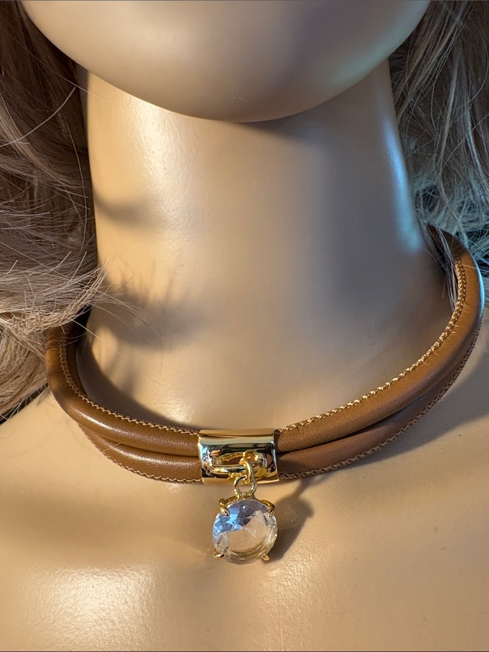 Coach Gold Tone Metal with Crystal Pendant Charm Necklace